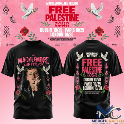 Macklemore and Friends Free Palestine Tour 2026 T-Shirt Concert Merch Tee