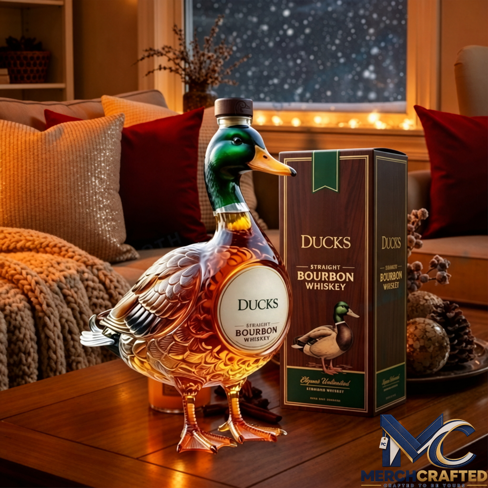 Mallard Duck Bourbon Whiskey Decanter – Limited Edition Collectible Glass Bottle