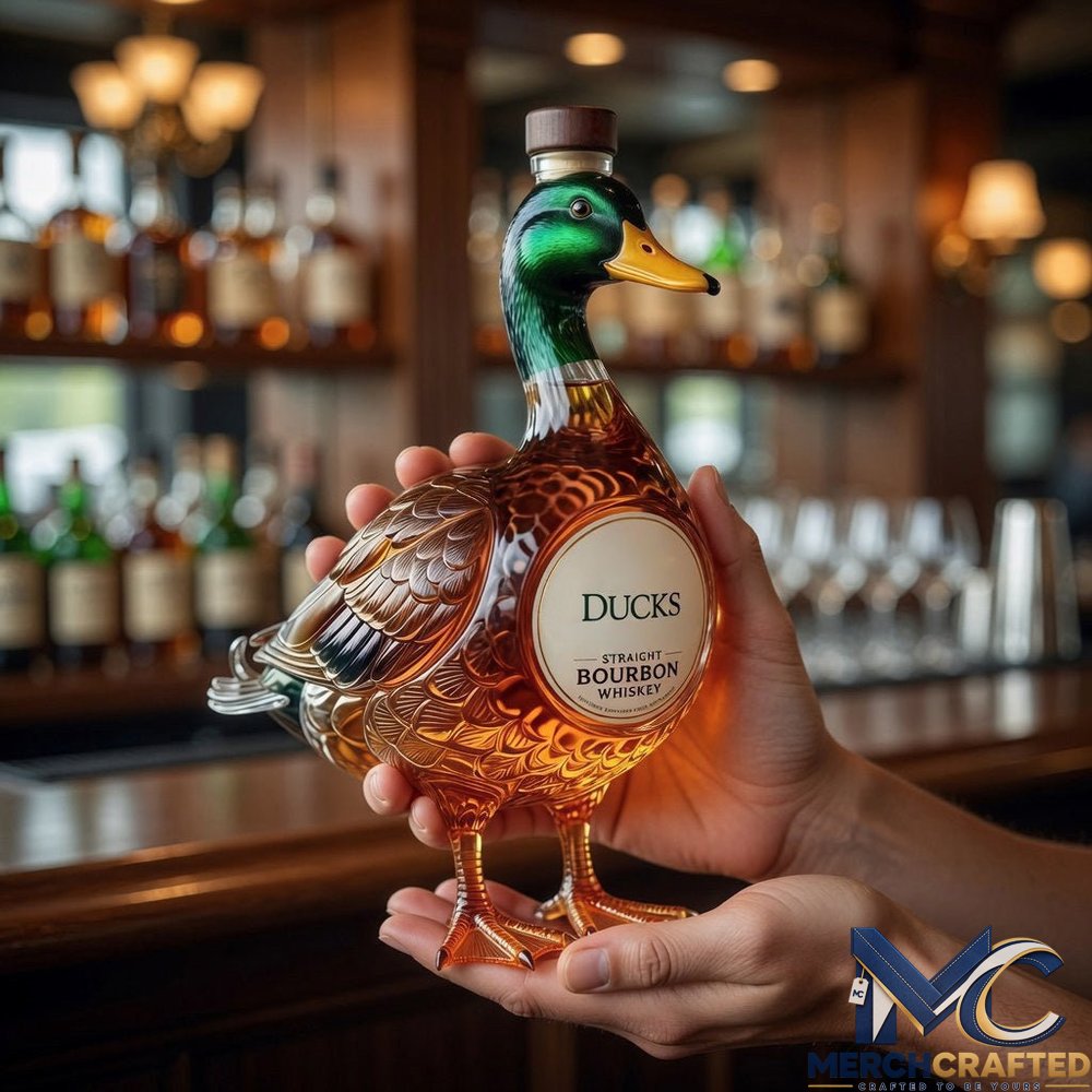 Mallard Duck Bourbon Whiskey Decanter – Limited Edition Collectible Glass Bottle
