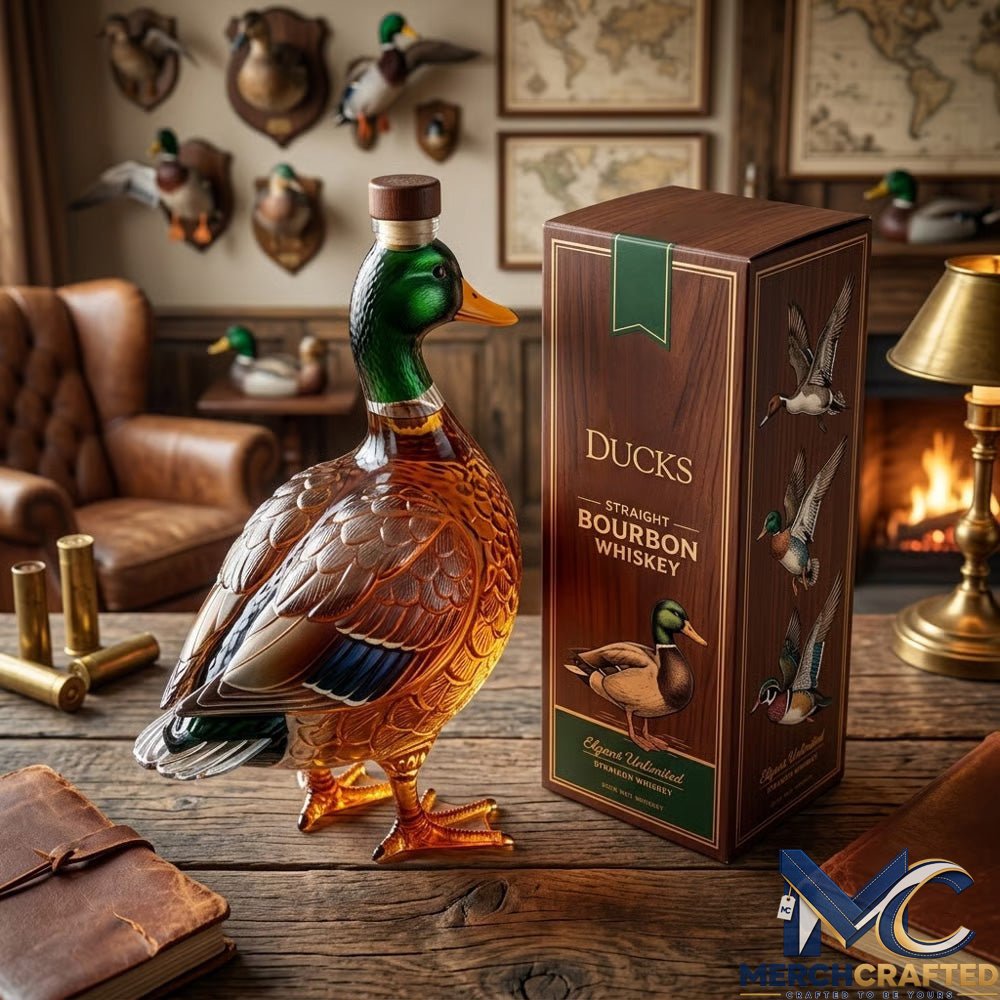 Mallard Duck Bourbon Whiskey Decanter – Limited Edition Collectible Glass Bottle