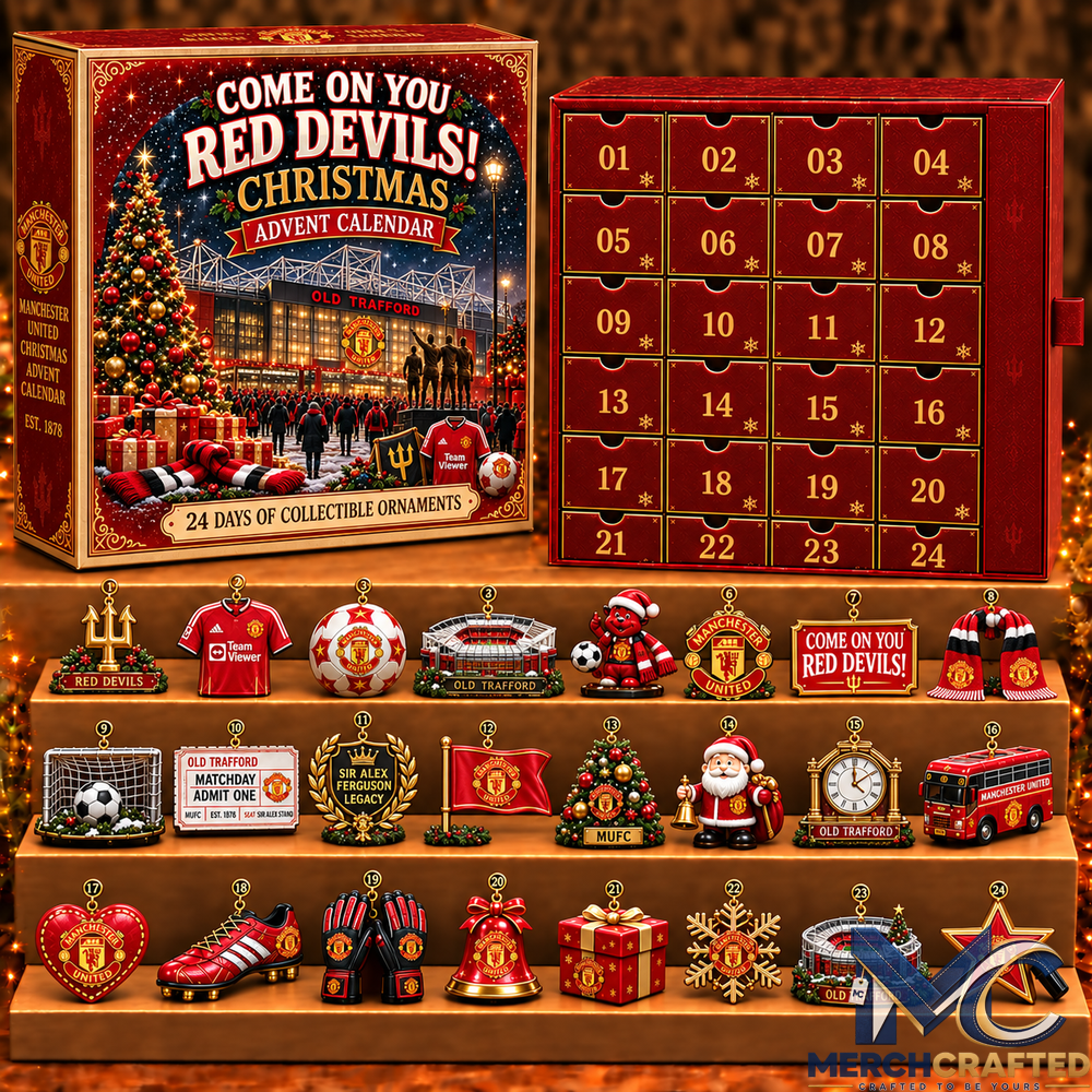 Manchester United FC Christmas Advent Calendar 24 Days Collectible Ornaments Football Fan Gift Set