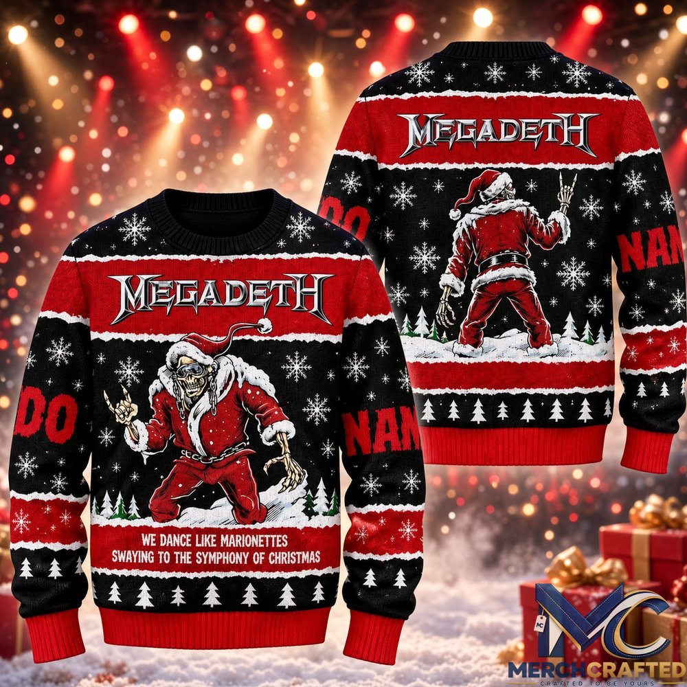 Megadeth We Dance Like Marionettes Swaying To The Symphony Of Christmas Ugly Sweater  Fan Gift Knit