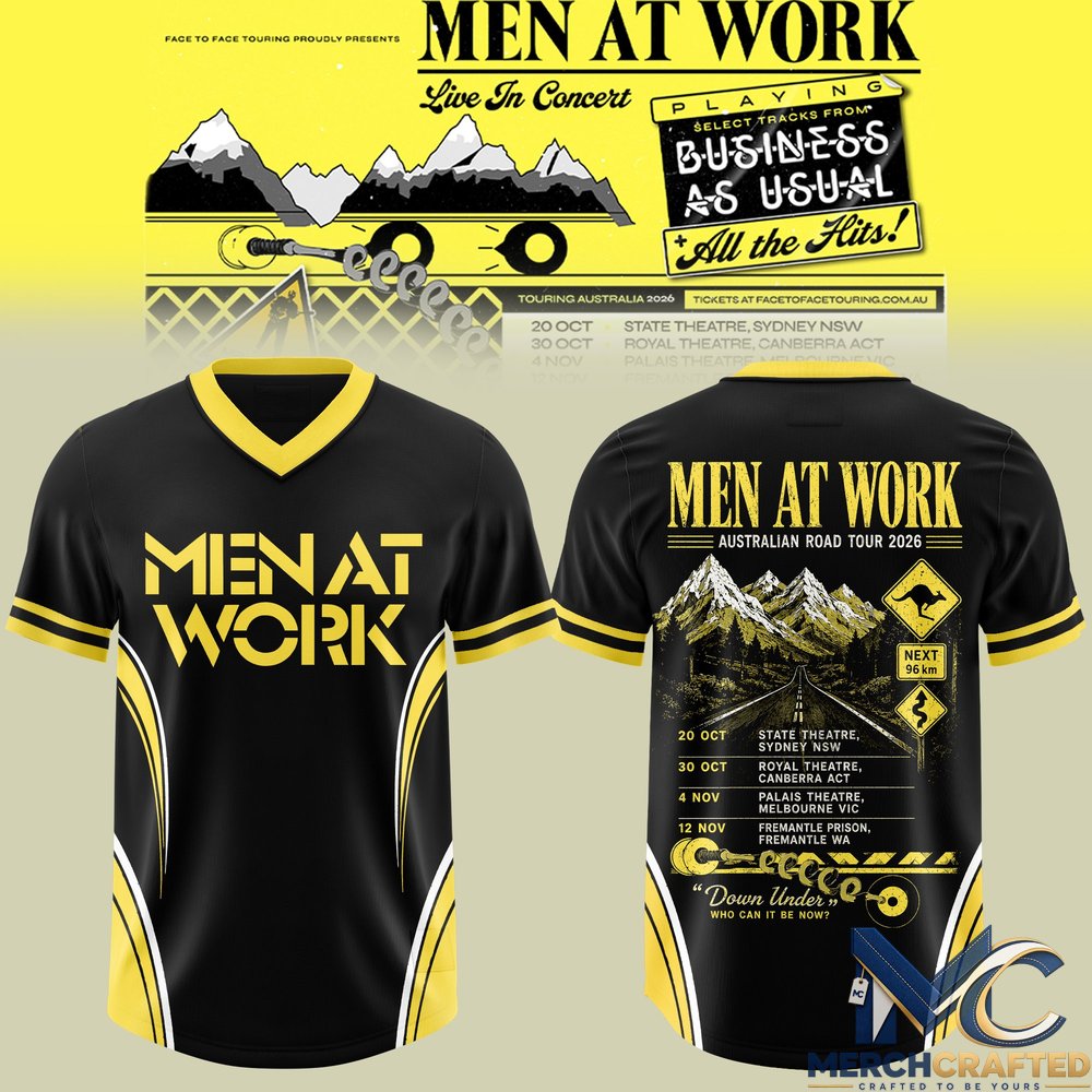 Men At Work – Live In Concert- Touring Australia 2026 Football Jersey