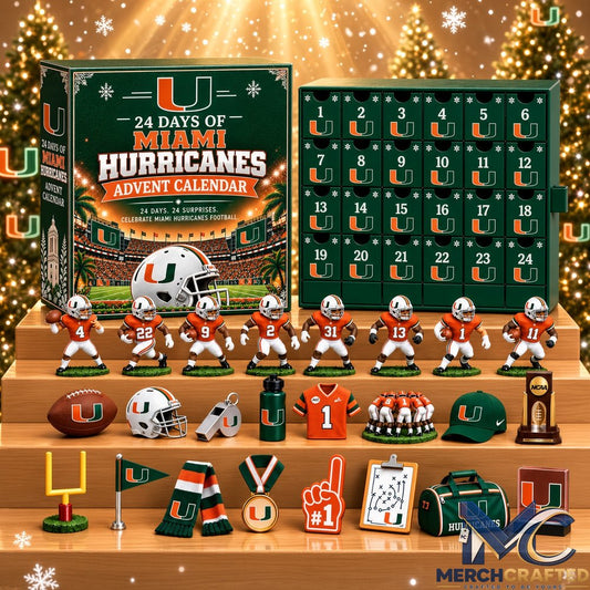 Miami Hurricanes NCAA Football Advent Calendar 2026 24 Days of Collectibles Christmas Gift for Fans