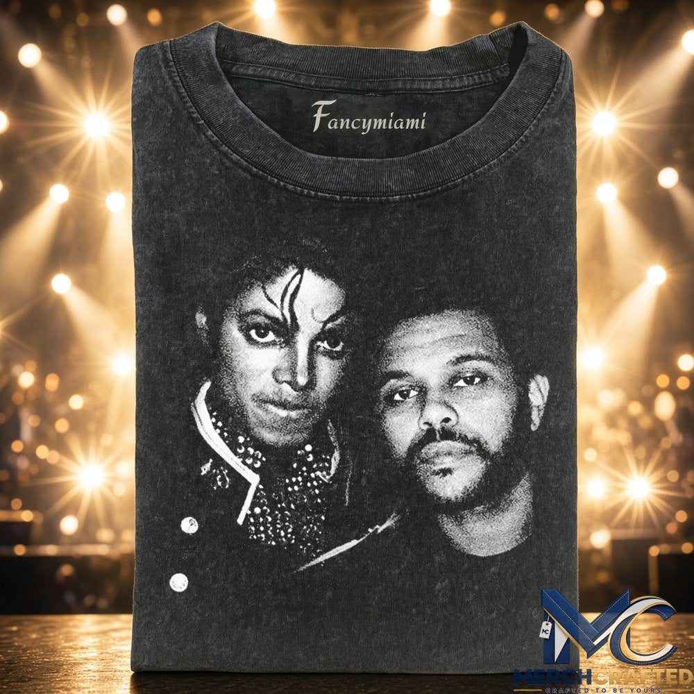 Michael Jackson x The Weeknd Duo Portrait Tee  Vintage Music Graphic Shirt for MJ and The Weeknd Fans