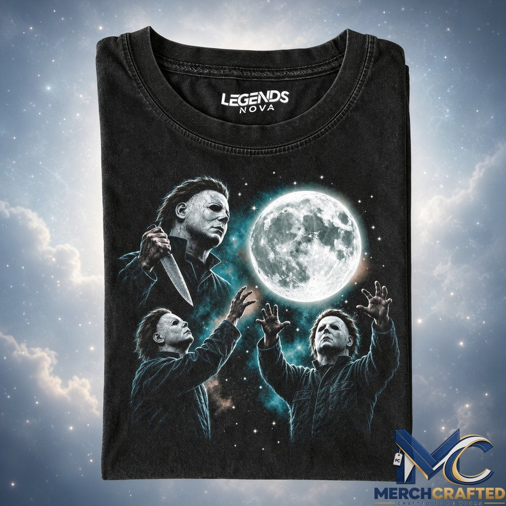 Michael Myers Moonlight Horror Collage Tee  Horror Graphic Shirt for Halloween Fans