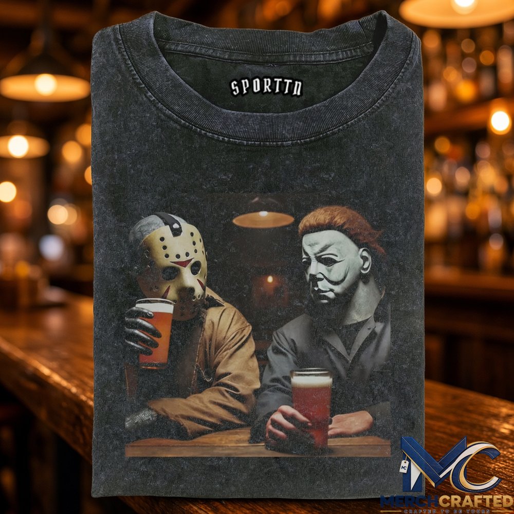 Michael Myers x Jason Coffee Break Tee  Funny Horror Graphic Shirt for Halloween Fans