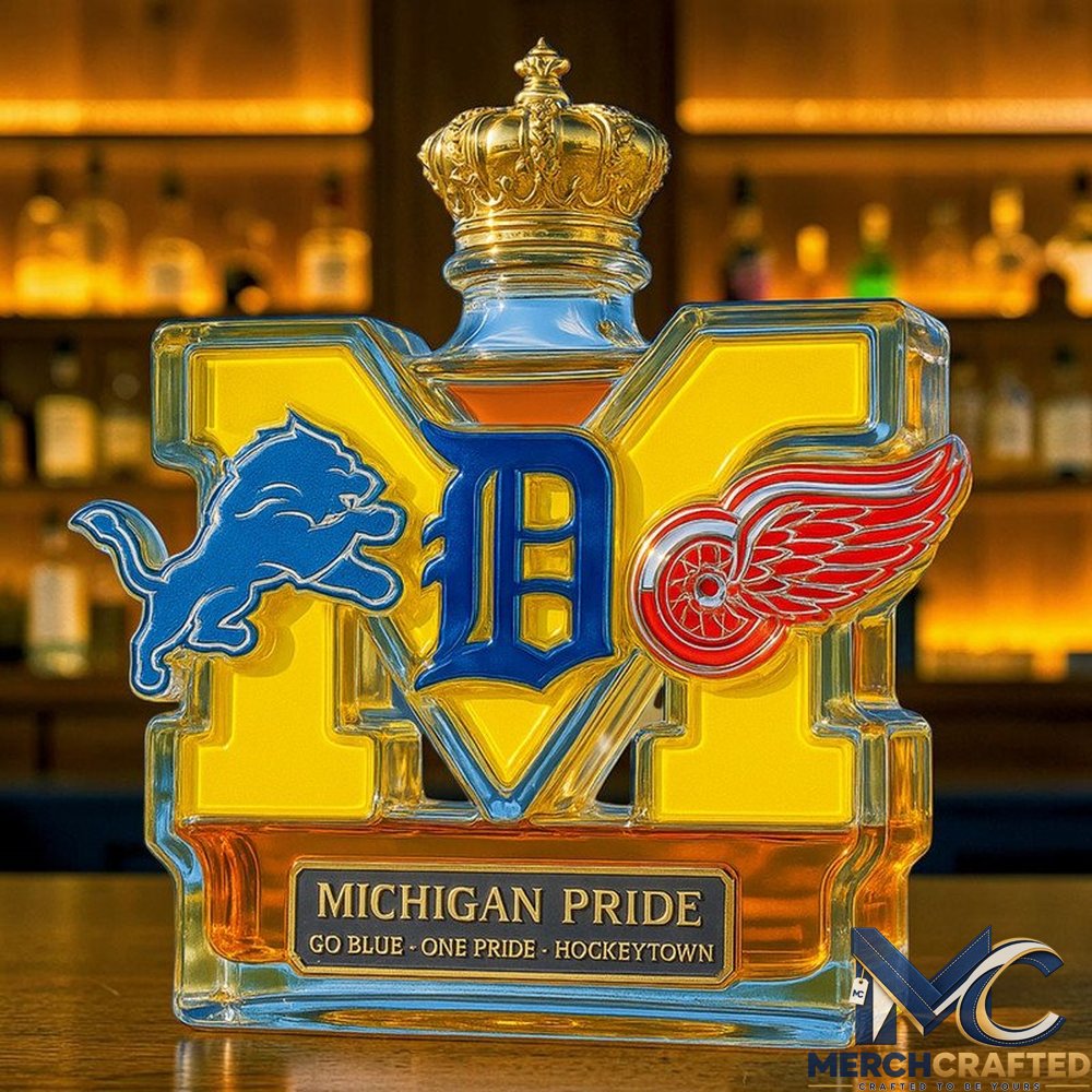 Michigan Pride Sports Go Blue One Pride Whiskey Decanter