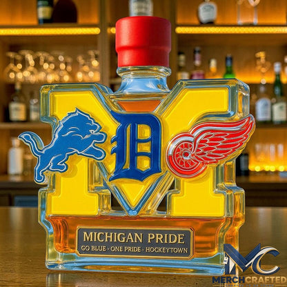 Michigan Pride Sports Go Blue One Pride Whiskey Decanter