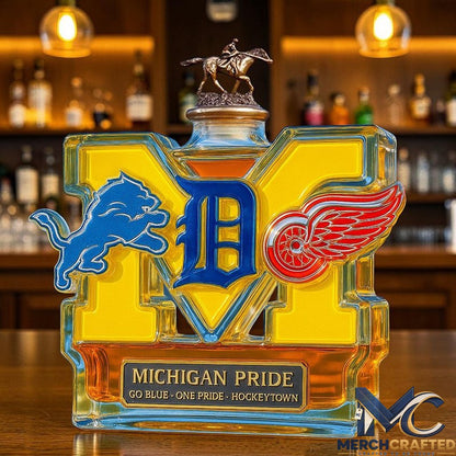 Michigan Pride Sports Go Blue One Pride Whiskey Decanter