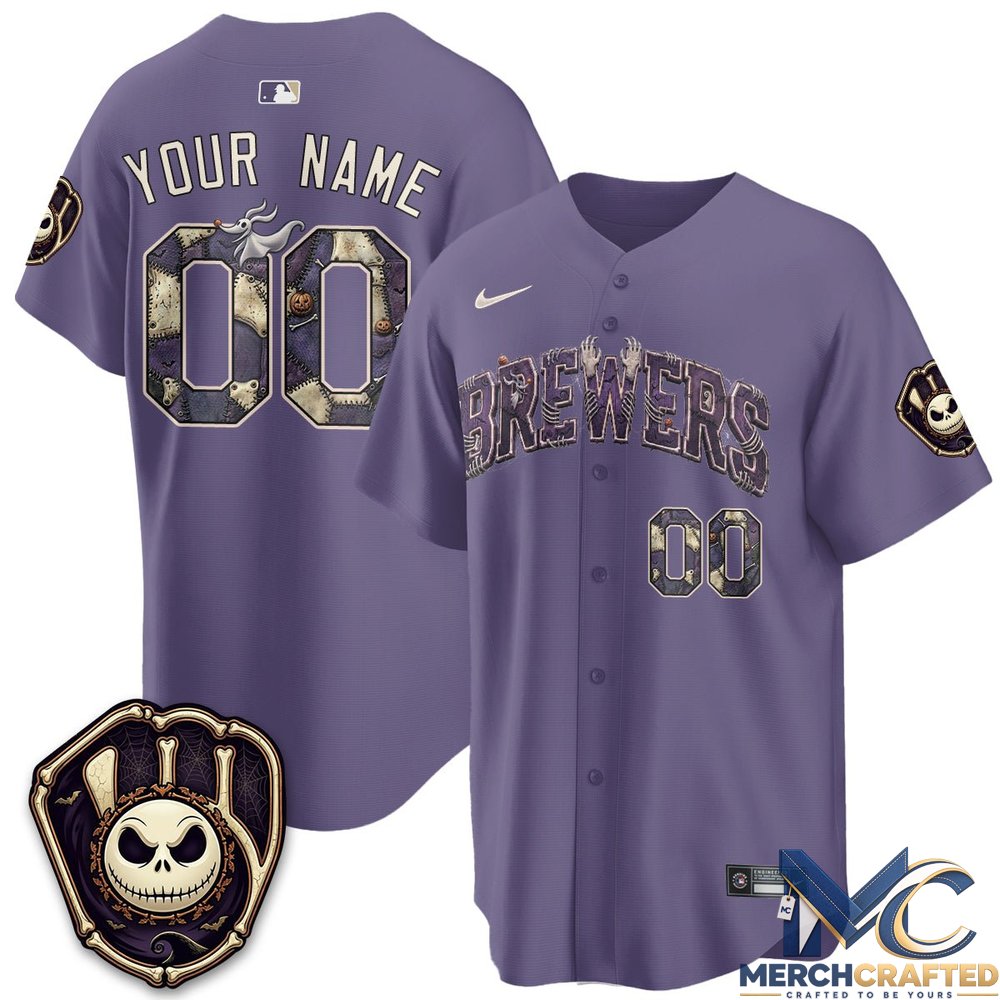 Milwaukee Brewers Halloween Nightmare Edition Custom Baseball Jersey