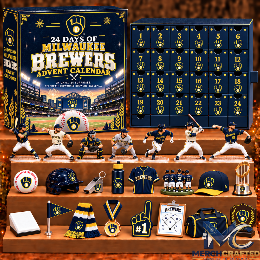 Milwaukee Brewers MLB 24 Day Christmas Advent Calendar Baseball Player Figures and Fan Collectibles Gift Set