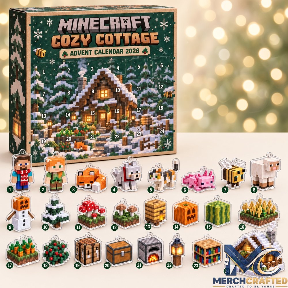 Minecraft Cozy Cottage Advent Calendar 2026  24 Days of Cozy Builds Collectible Charms