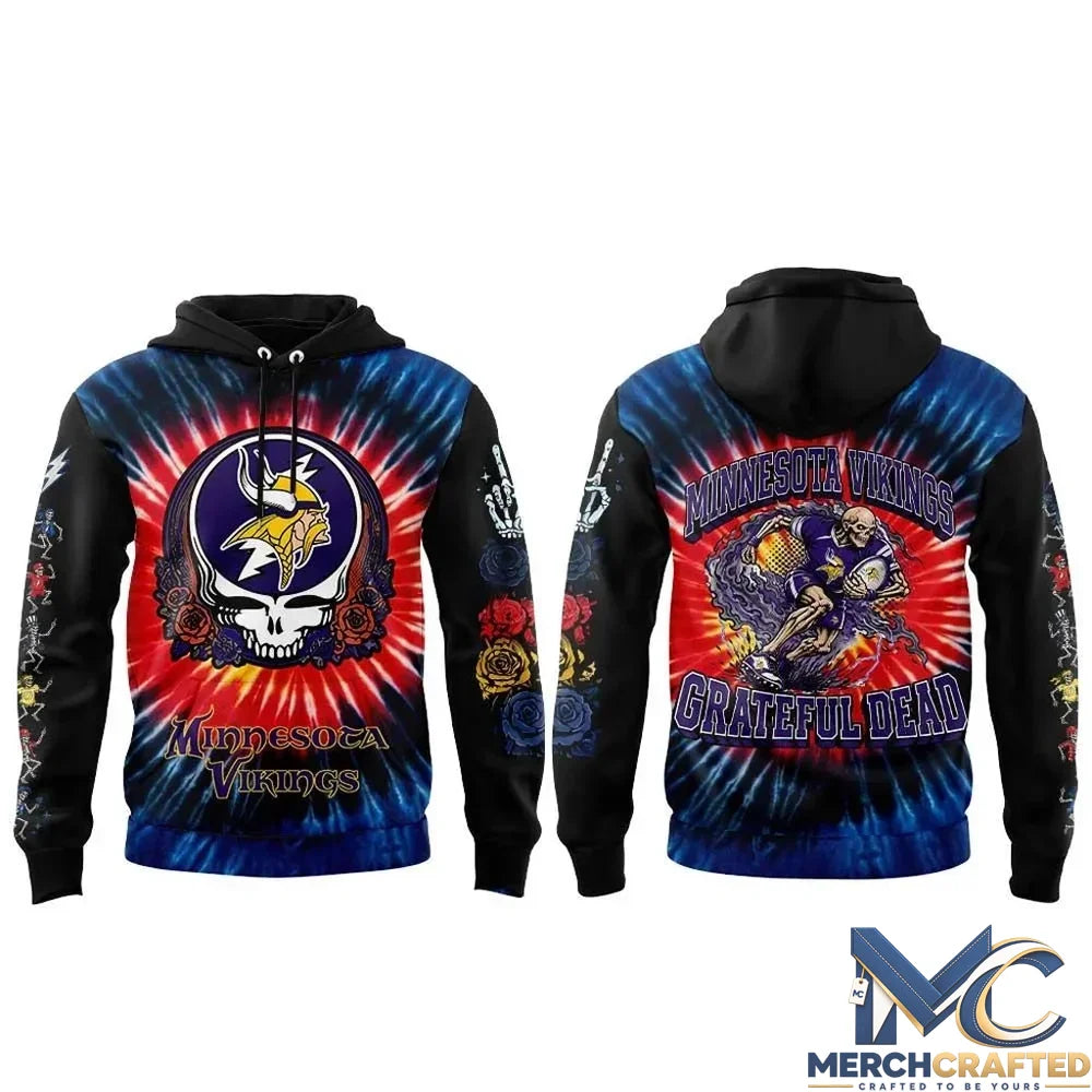 Minnesota Vikings Grateful Dead Skeleton Hoodie