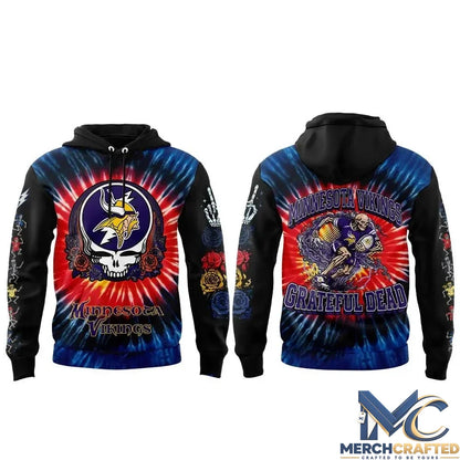 Minnesota Vikings Grateful Dead Skeleton Hoodie