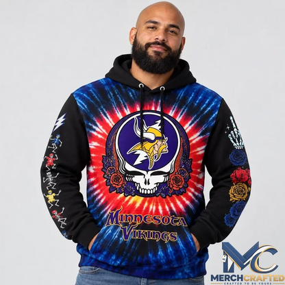 Minnesota Vikings Grateful Dead Skeleton Hoodie