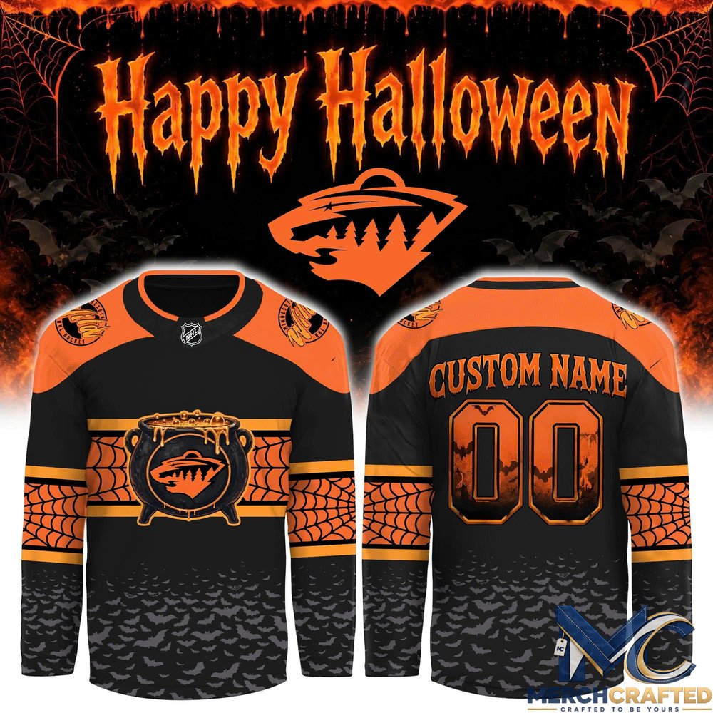 Minnesota Wild Halloween 2026 Custom Hockey Jersey – Cauldron x Spiderweb Design