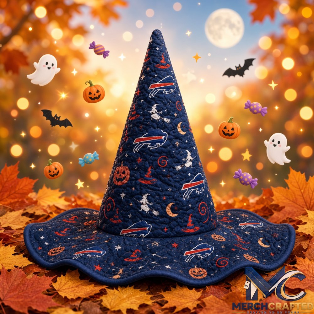 NFL Buffalo Bills Halloween 2026 Moon Pumpkin Quilted Witch Hat Navy Costume Hat