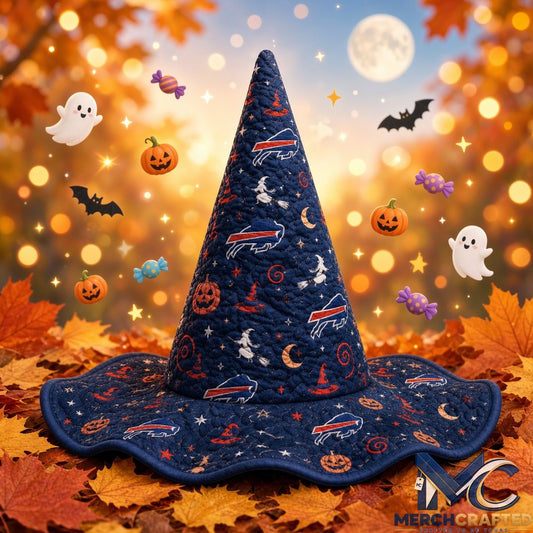 NFL Buffalo Bills Halloween 2026 Moon Pumpkin Quilted Witch Hat Navy Costume Hat