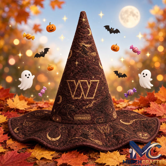 NFL Washington Commanders Halloween 2026 Moon Pumpkin Quilted Witch Hat Burgundy Costume Hat
