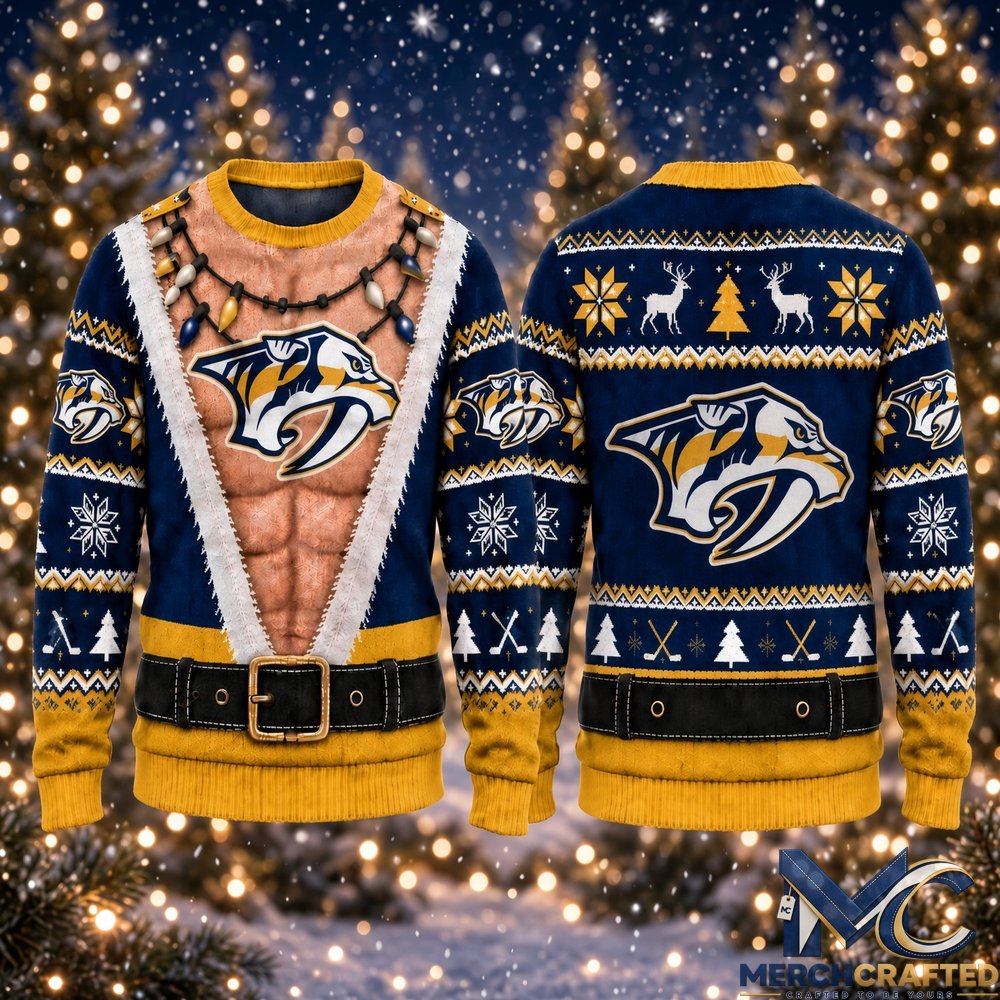 Nashville Predators Funny Body 2026 Ugly Christmas Sweater  Hockey Christmas Graphic Sweater for Preds Fans