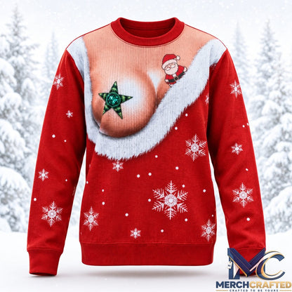 Naughty Santa Christmas 2026 Ugly Sweater  Funny Adult Holiday Knit Sweater