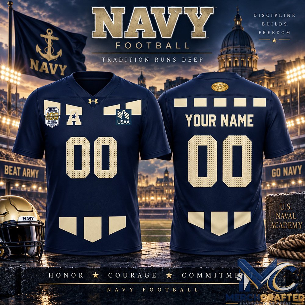 Navy Midshipmen 100th Anniversary Custom Football Jersey