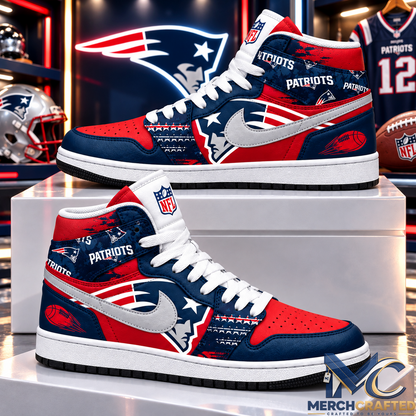 New England Patriots Navy Red High Top Shoes Football Fan Sneakers Game Day Gift
