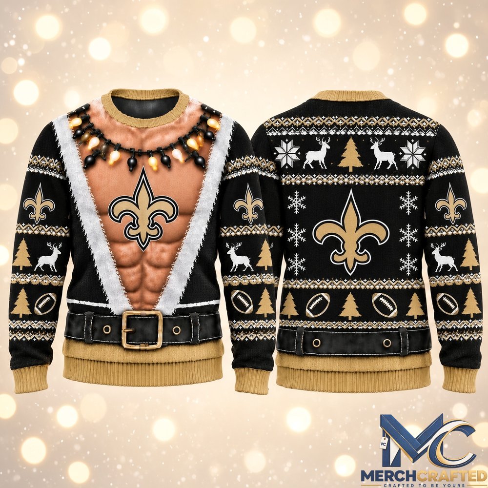 New Orleans Saints Funny Body 2026 Ugly Christmas Sweater  Football Christmas Graphic Sweater for Saints Fans