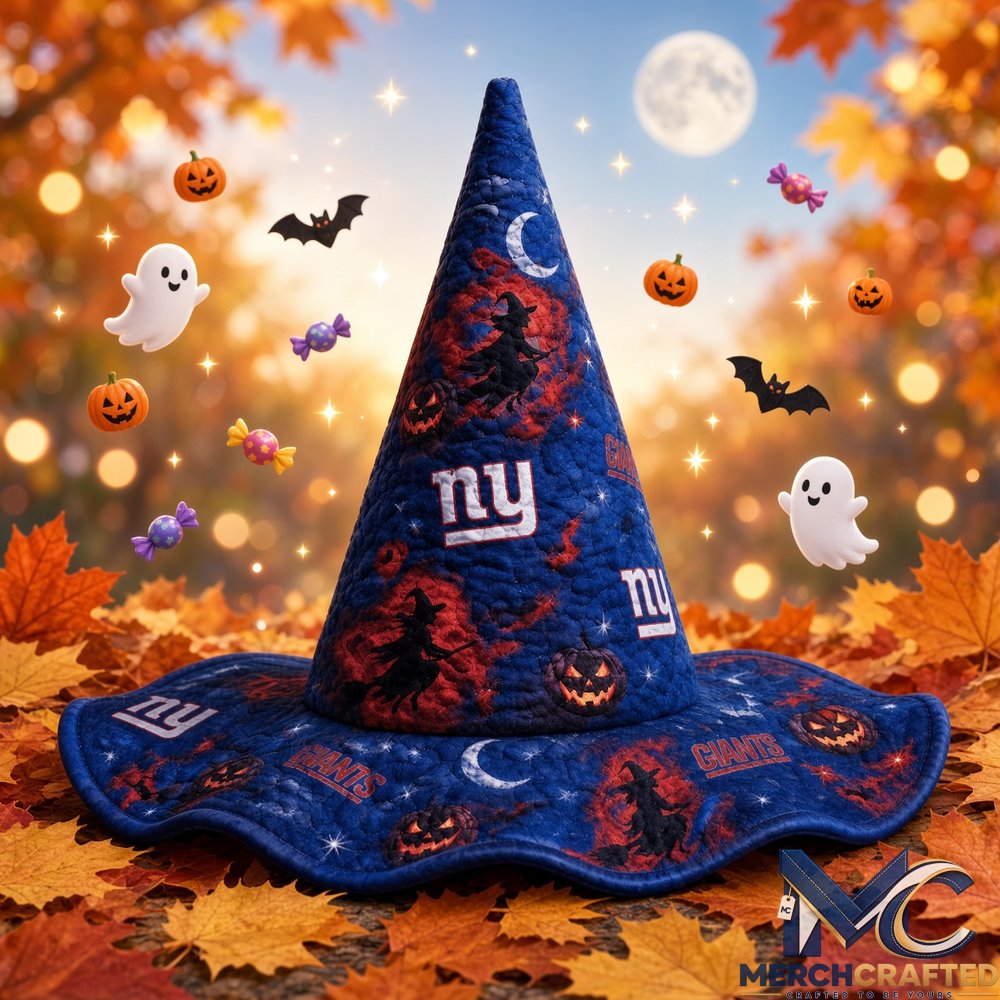 New York Giants Football Halloween 2026 Quilted Witch Hat Blue Costume Hat