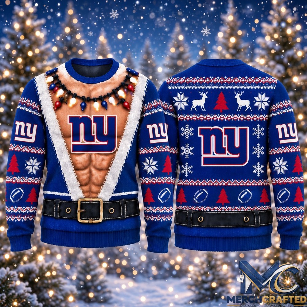 New York Giants Funny Body 2026 Ugly Christmas Sweater  Football Christmas Graphic Sweater for Giants Fans