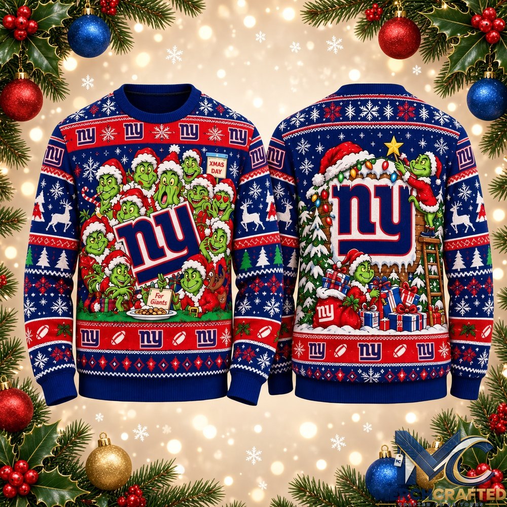 New York Giants Ugly Christmas Sweater 2026 Grinch Xmas Day Holiday Knit Pullover Unisex