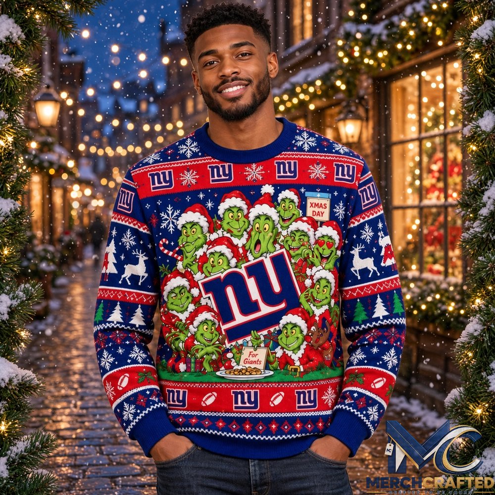 New York Giants Ugly Christmas Sweater 2026 Grinch Xmas Day Holiday Knit Pullover Unisex