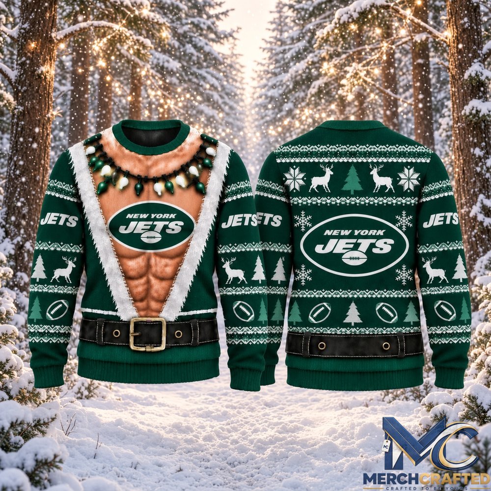 New York Jets Funny Body 2026 Ugly Christmas Sweater  Football Christmas Graphic Sweater for Jets Fans