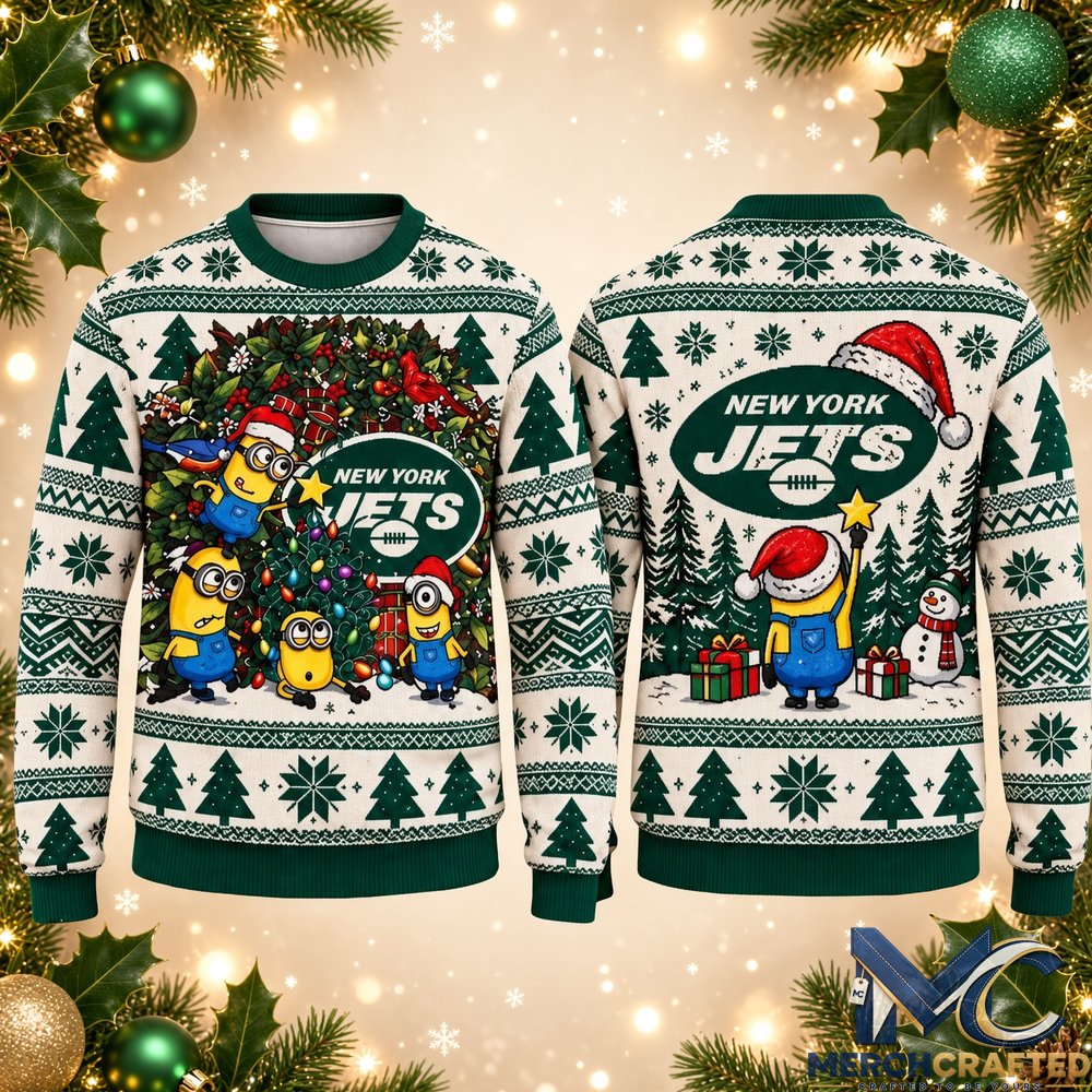New York Jets Ugly Christmas Sweater 2026 Minion Holiday Knit Pullover Unisex