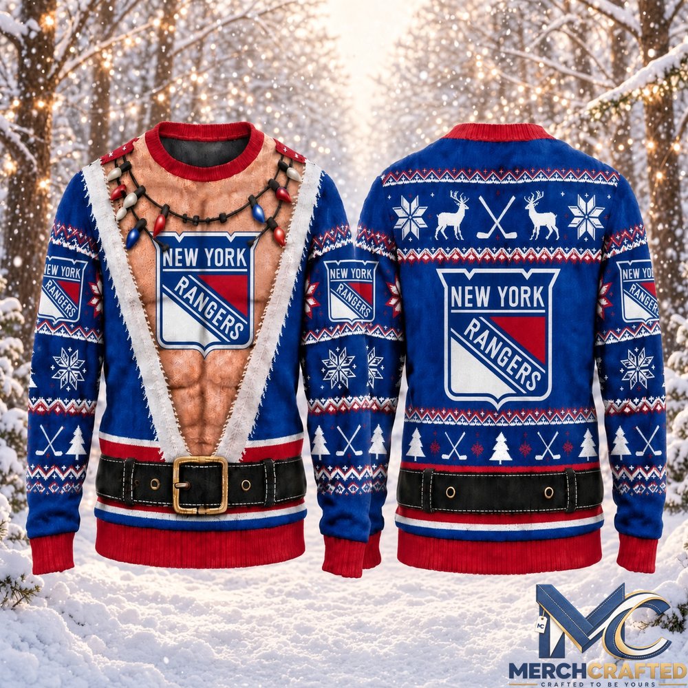 New York Rangers Funny Body 2026 Ugly Christmas Sweater  Hockey Christmas Graphic Sweater for Rangers Fans