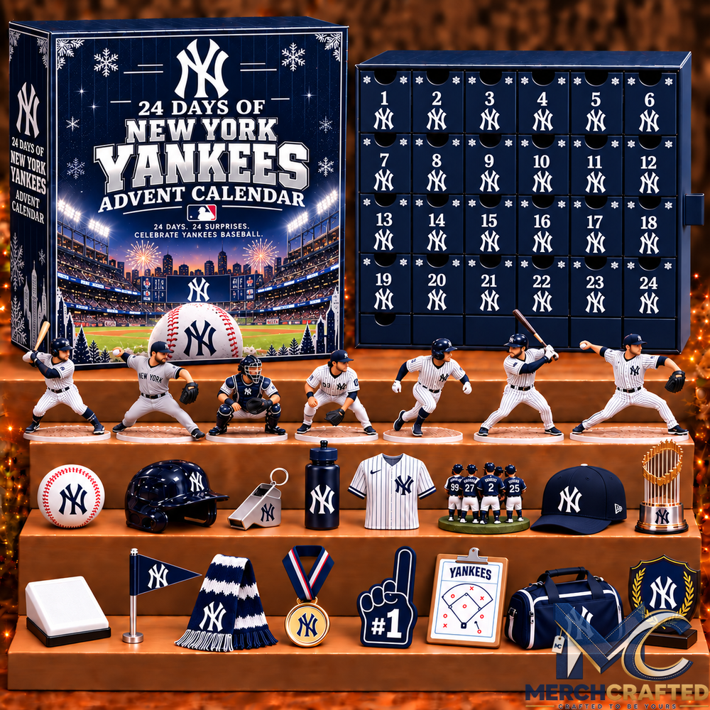 New York Yankees MLB 24 Day Christmas Advent Calendar Baseball Player Figures and Fan Collectibles Gift Set
