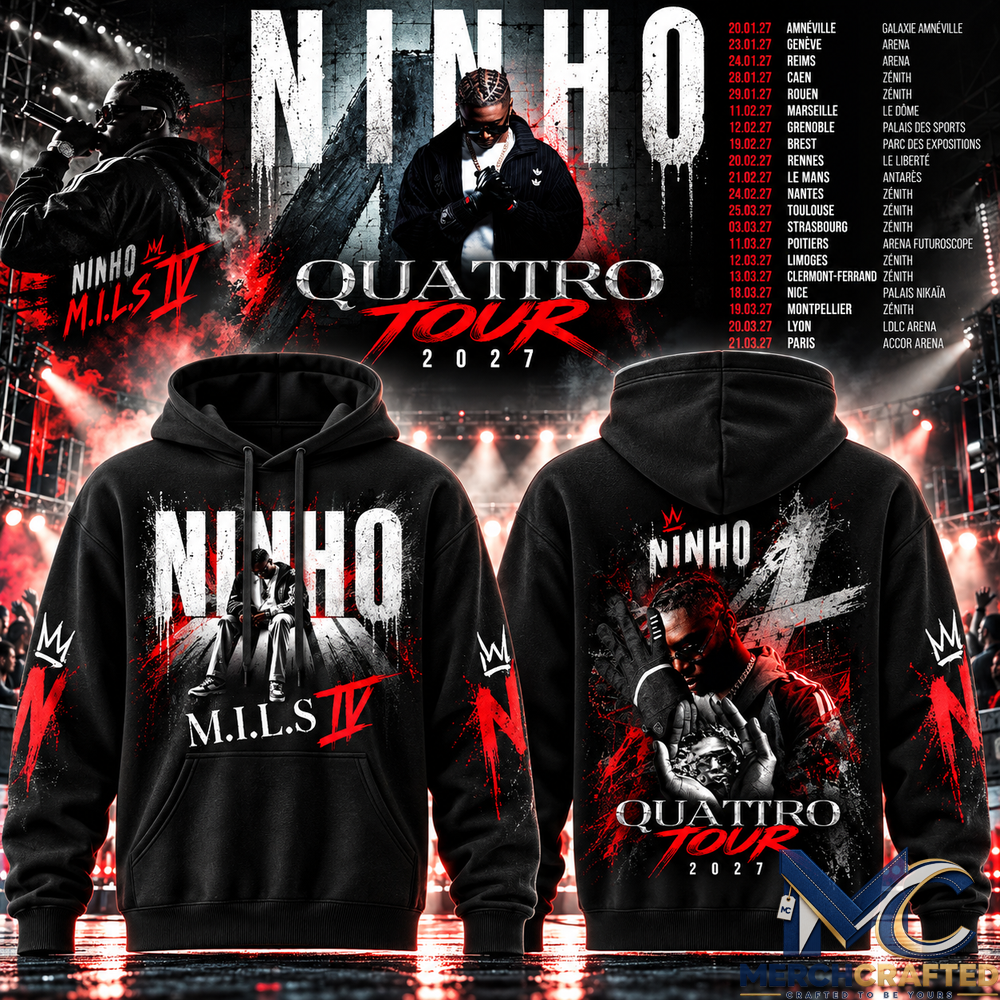 Ninho Quattro Tour 2027 MILS IV Black Graphic Hoodie