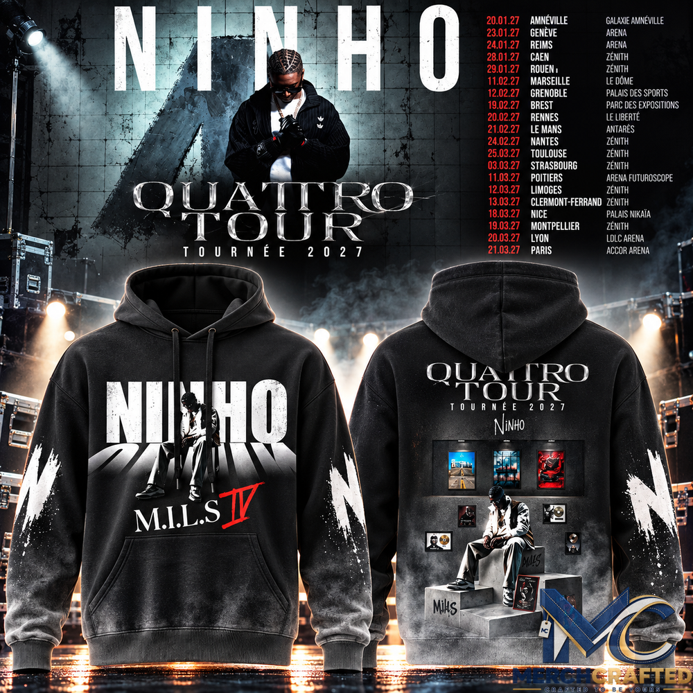 Ninho Quattro Tour 2027 MILS IV Black Vintage Hoodie