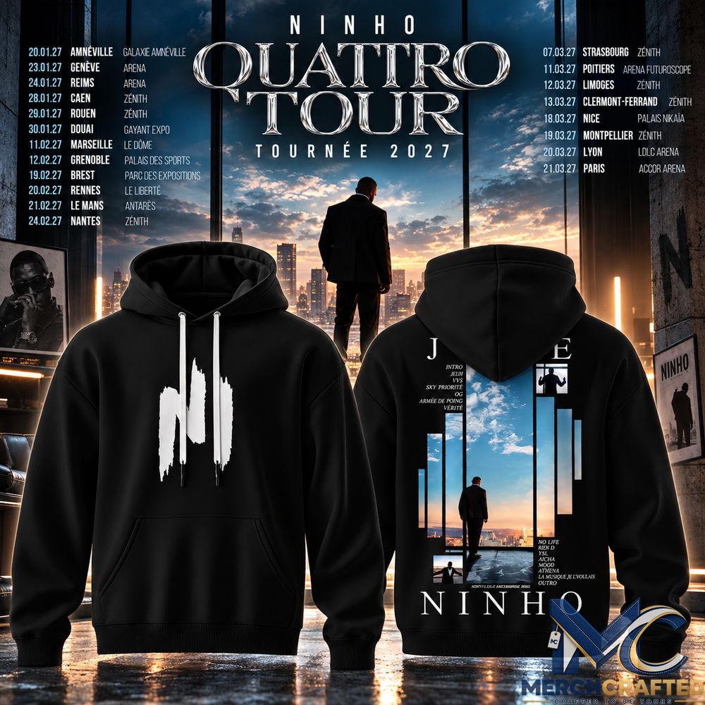 Ninho Quattro Tour 2027 Skyline Black Graphic Hoodie