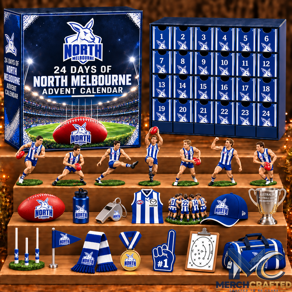 North Melbourne Kangaroos AFL 24 Day Christmas Advent Calendar Australian Rules Football Player Figures and Fan Collectibles Gift Set