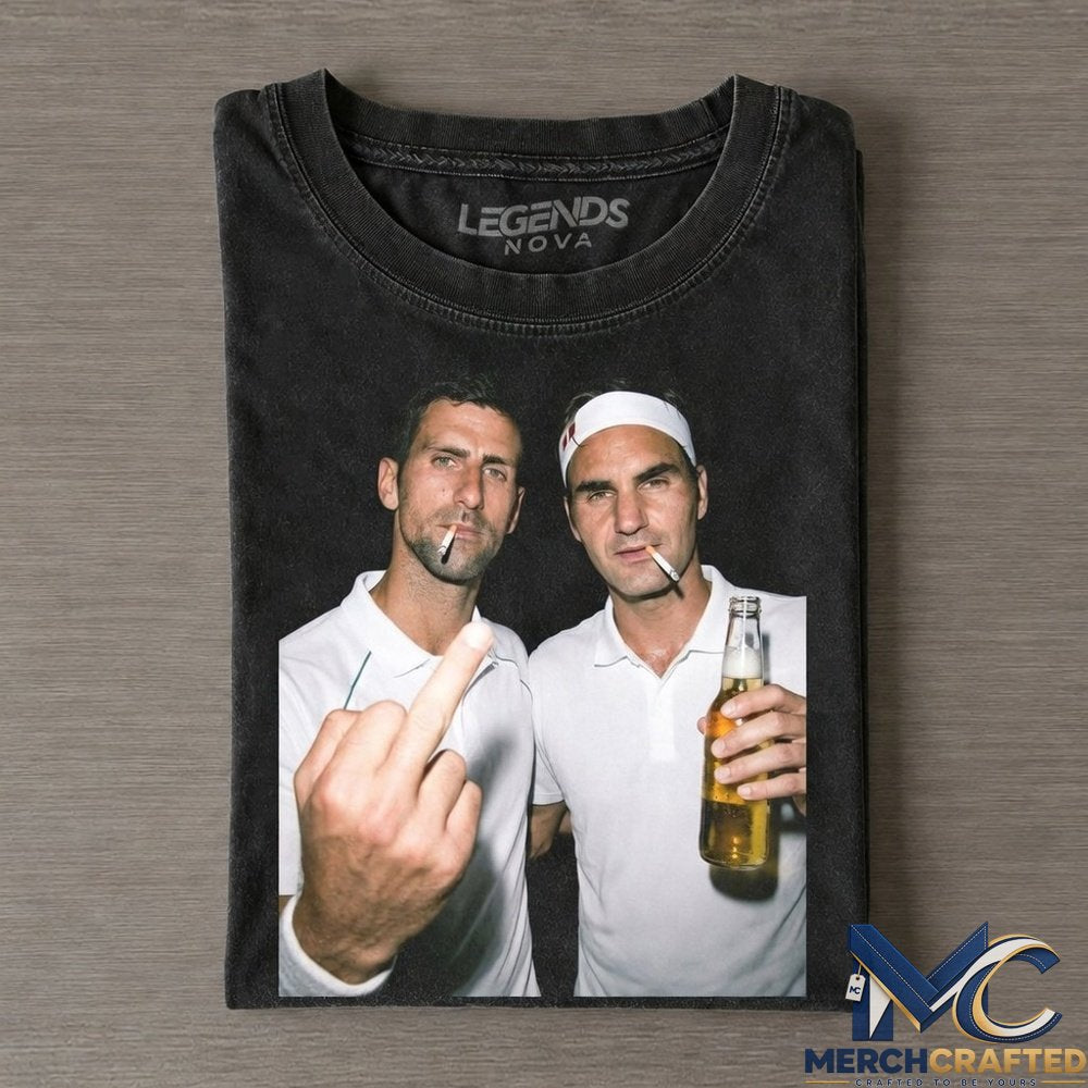 Novak Djokovic x Roger Federer 2026 Vintage Drunk Smoke T-Shirt