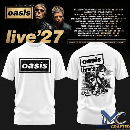 Oasis Live 27 Rock N Roll Star Tour T Shirt