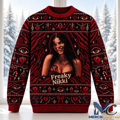 Obsession Movie 2026 Freaky Nikki Christmas Ugly Sweater  Horror Holiday Knit Sweater