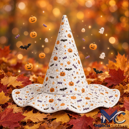 Orange Pumpkin Ghost Halloween 2026 Limited Quilted Witch Hat White Costume Hat