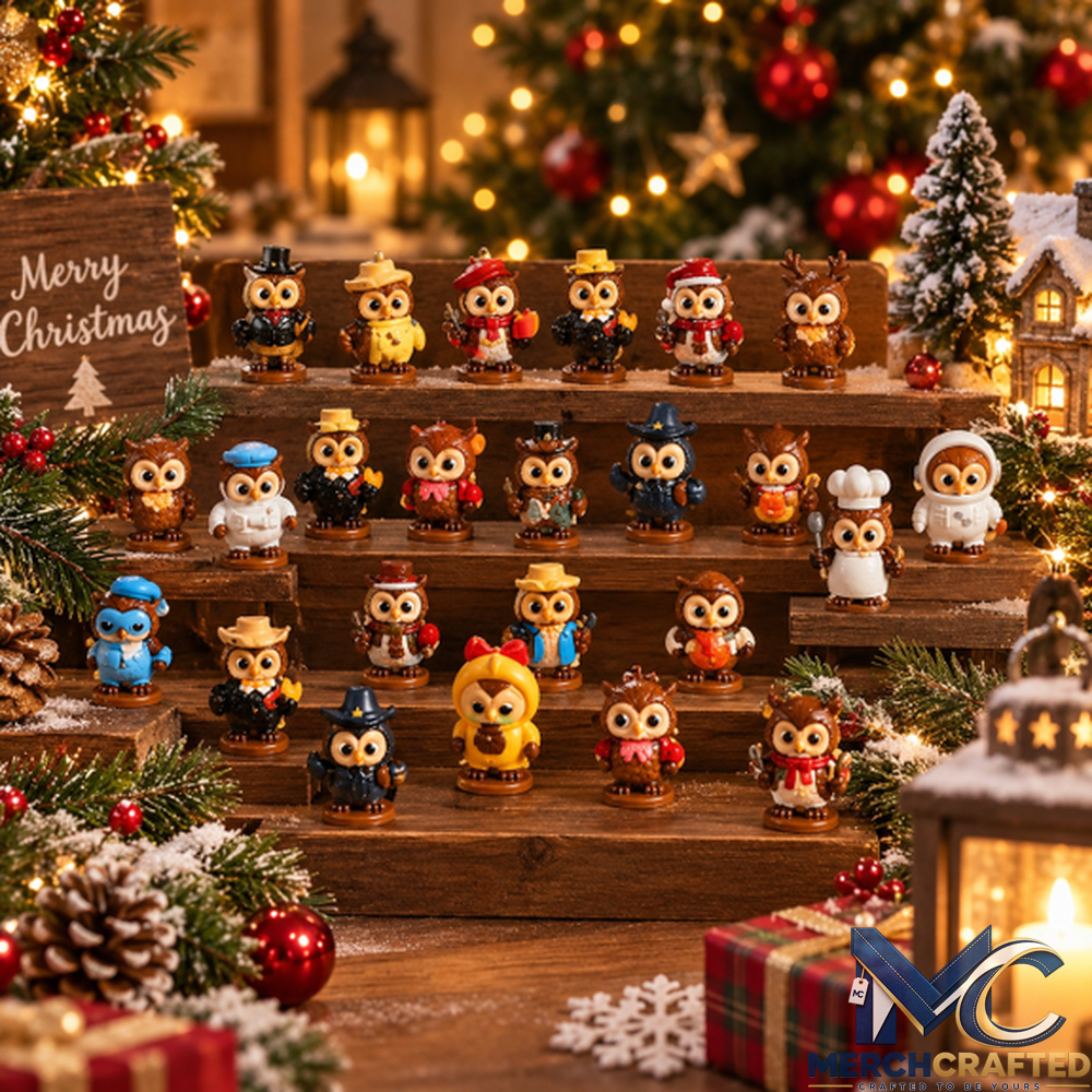 Owl Advent Calendar 2026 24 Day Christmas Countdown Cute Owl Figurines Holiday Gift