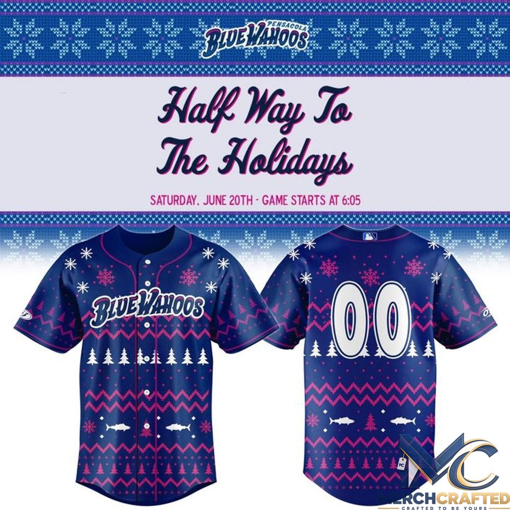 Pensacola Blue Wahoos Half Way To The Holidays 2026 Baseball Jersey