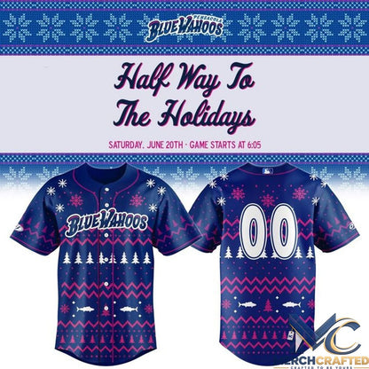 Pensacola Blue Wahoos Half Way To The Holidays 2026 Baseball Jersey