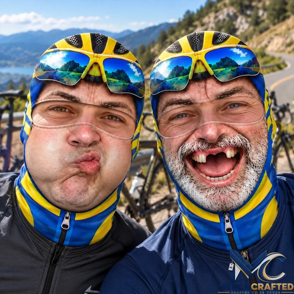 Personalized Mountain Biker Funny Face Ski Mask