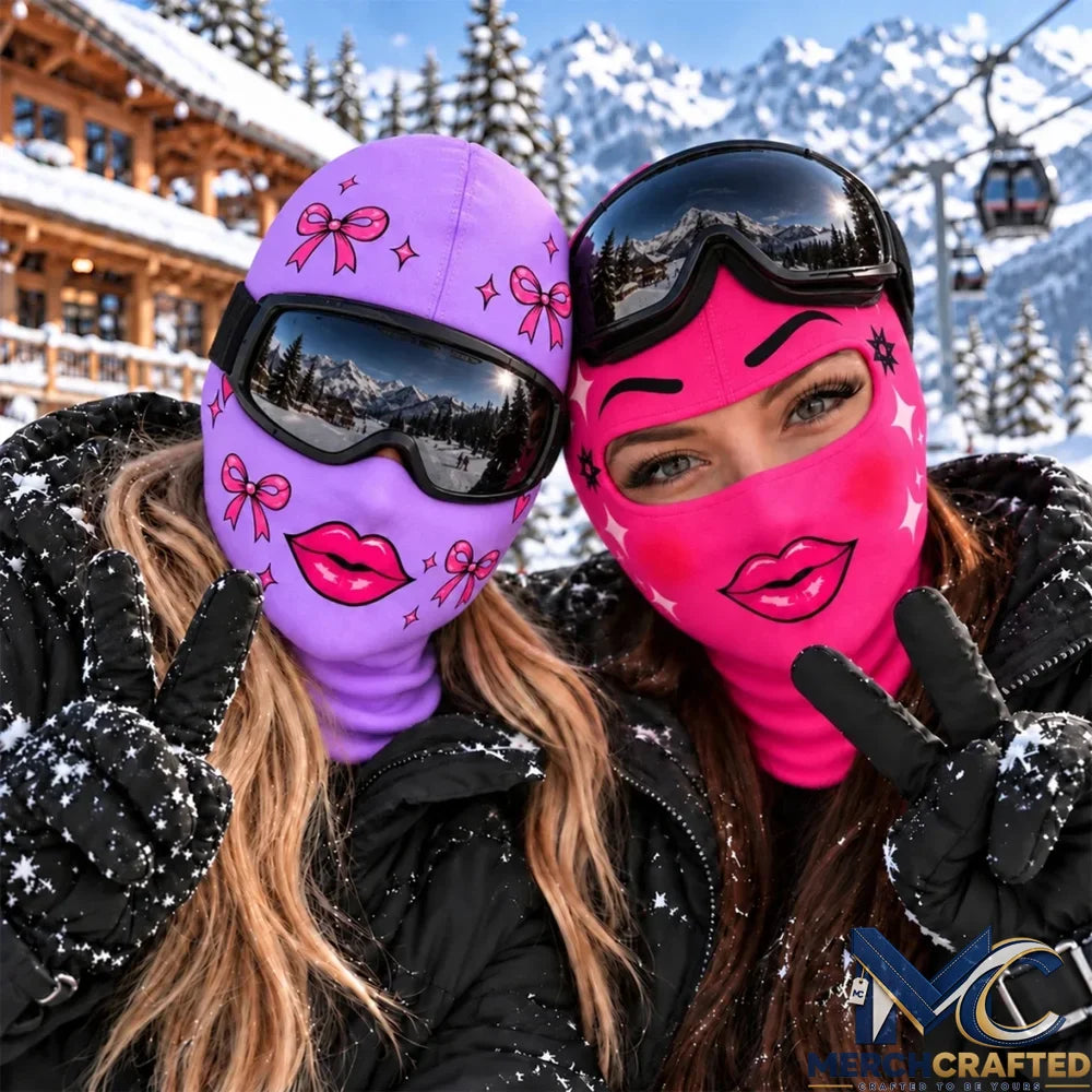 Personalized Pink Bow Lips Funny Ski Mask
